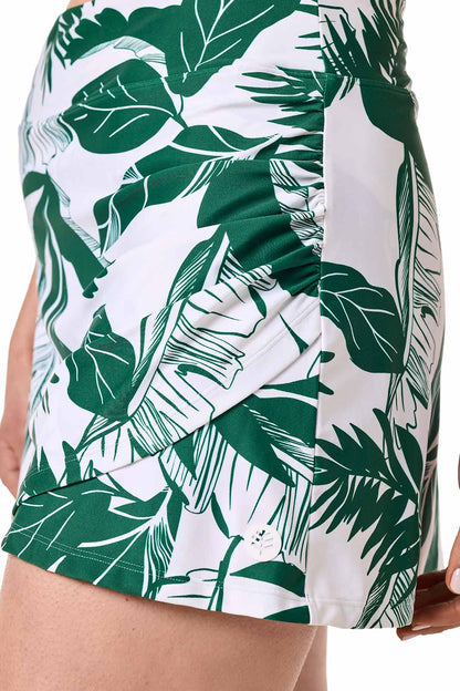 Women's Big Wave Swim Skort with Wrap Detail | Eden Green Palm Paradise