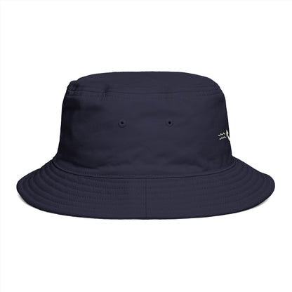 Nautical Anchor Bucket Hat — Embroidered Anchor with Waves & Heart