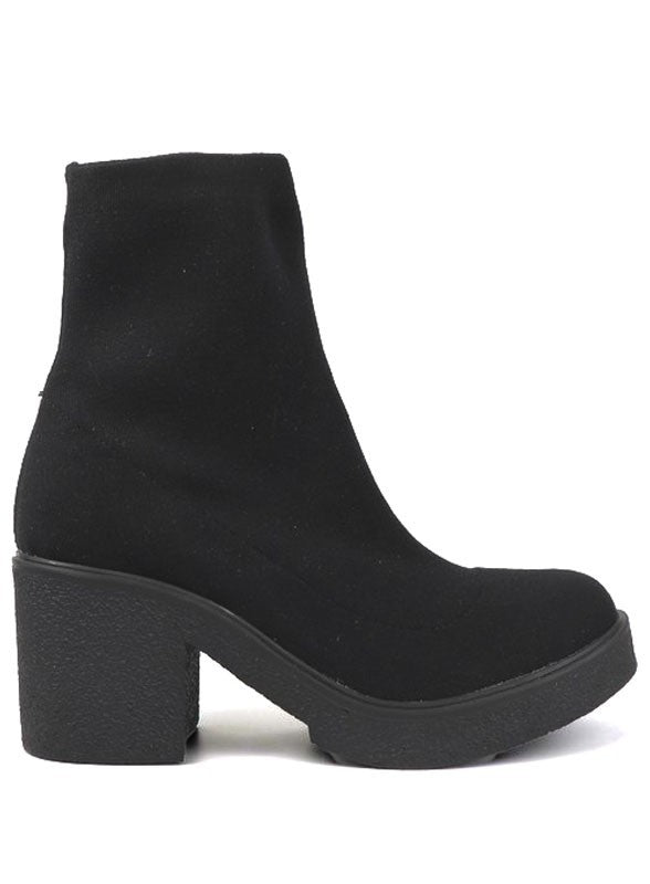 Stretch Sock Bootie with Chunky Platform Sole – Black – 7