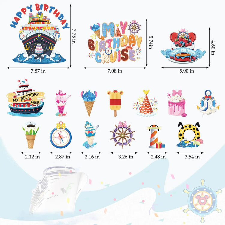16 Pcs Birthday Cruise Door Magnets Decorations - The Dock Drop