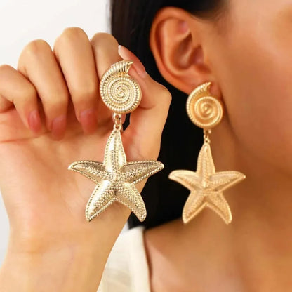 Golden Seashell Statement Earrings