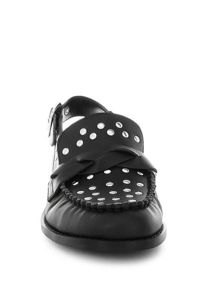 Remykin Braided Penny Strap Loafers – Black – US-6 / UK-4 / EU-37