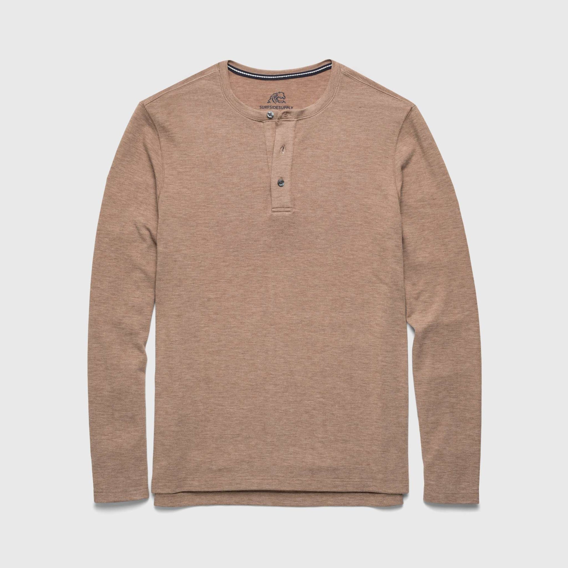 Sean Ultra Soft Classic Henley - Camel Heather - The Dock Drop