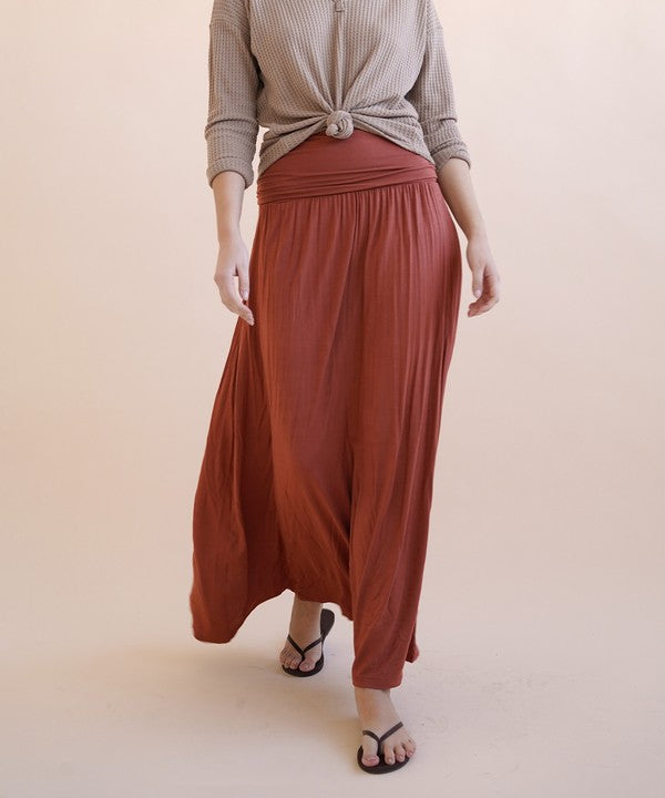Fabina Bamboo Yoga Maxi Skirt – Mocha – L