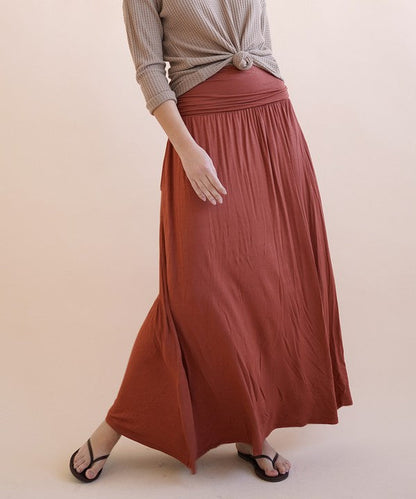 Fabina Bamboo Yoga Maxi Skirt – Mocha – M