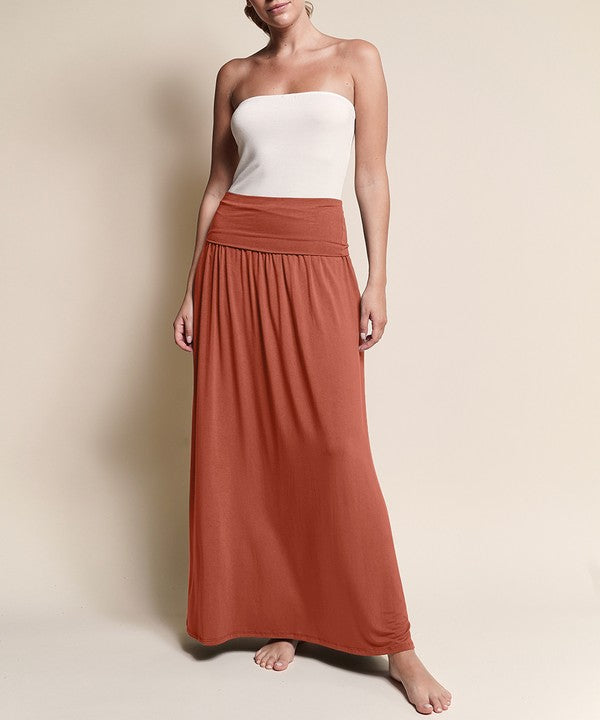 Fabina Bamboo Yoga Maxi Skirt – Rust – S