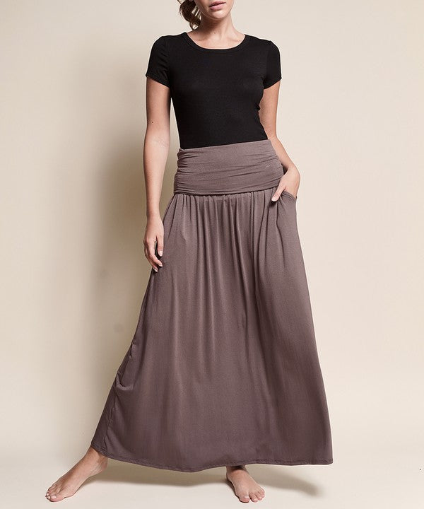 Fabina Bamboo Yoga Maxi Skirt – Dull Grey – S