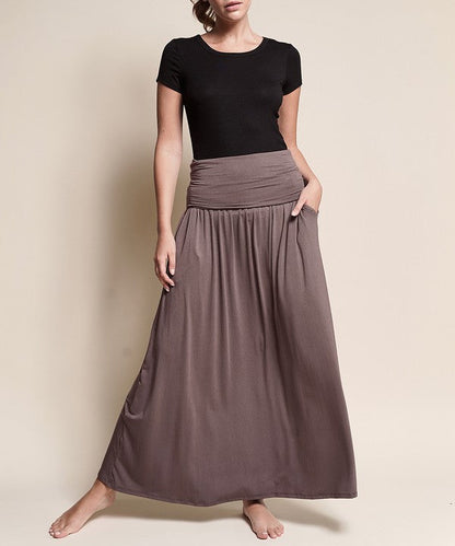 Fabina Bamboo Yoga Maxi Skirt – Dull Grey – S
