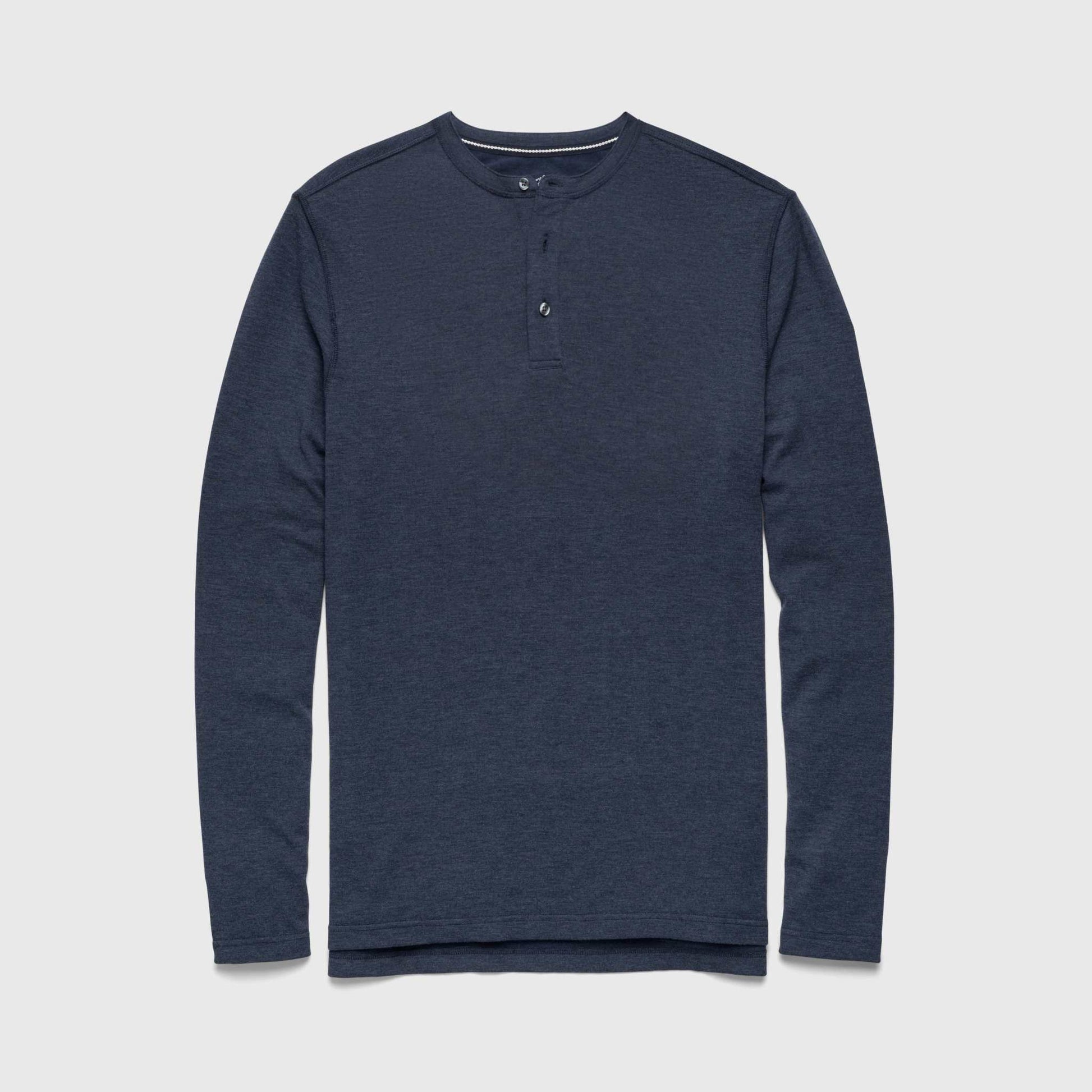 Sean Ultra Soft Classic Henley - Navy Heather - The Dock Drop