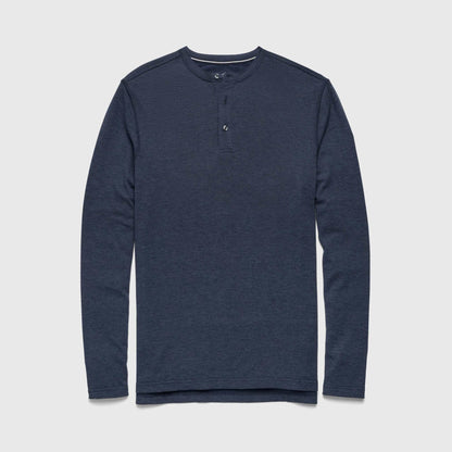 Sean Ultra Soft Classic Henley - Navy Heather - The Dock Drop