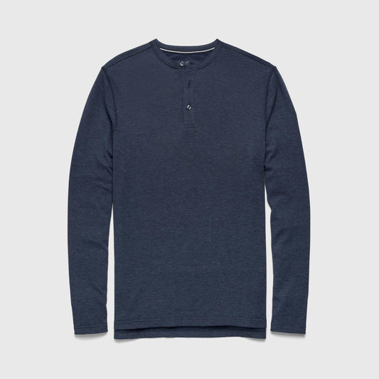Sean Ultra Soft Classic Henley - Navy Heather - The Dock Drop