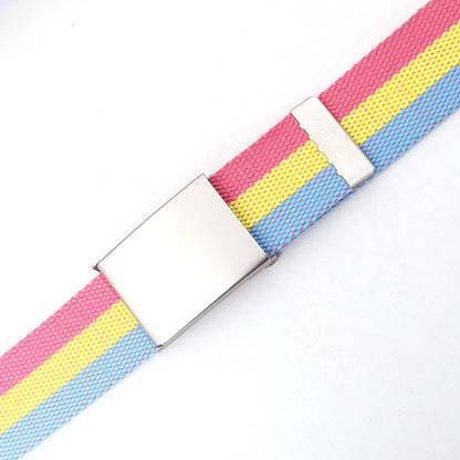 Teen Casual Canvas Belt – Adjustable, Striped Design