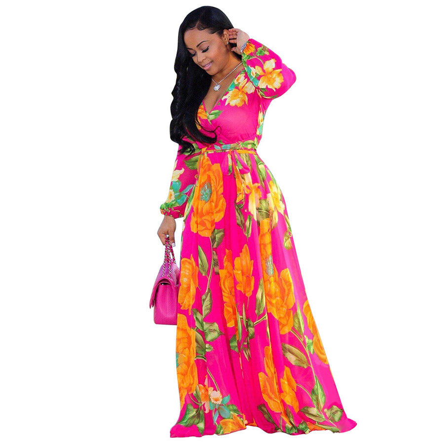 Vibrant Horizon™ Long Sleeve Maxi Dress - The Dock Drop