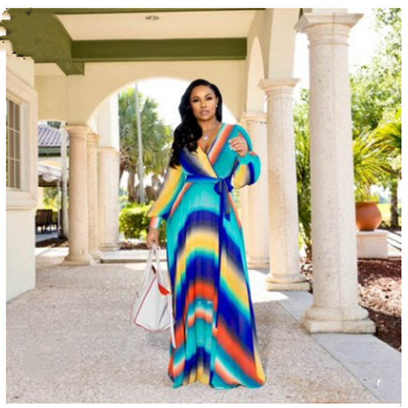 Vibrant Horizon™ Long Sleeve Maxi Dress - The Dock Drop