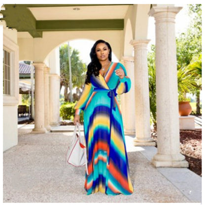 Vibrant Horizon™ Long Sleeve Maxi Dress - The Dock Drop