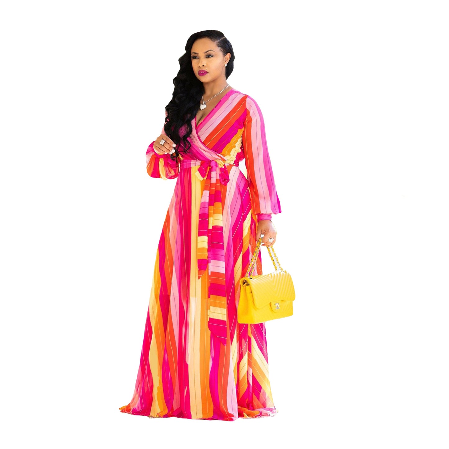 Vibrant Horizon™ Long Sleeve Maxi Dress - The Dock Drop