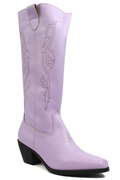 Beautiful Western Style Tall Boots – Bone – 9