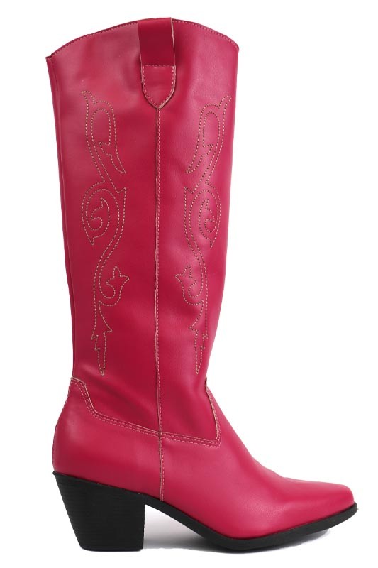 Beautiful Western Style Tall Boots – Fuchsia – 8