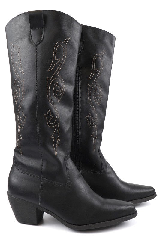 Beautiful Western Style Tall Boots – Bone – 8