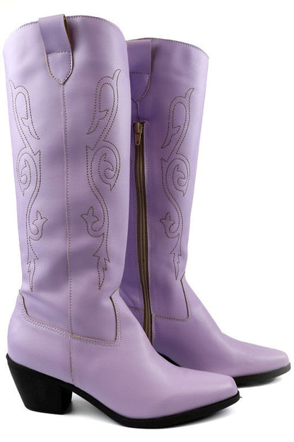 Beautiful Western Style Tall Boots – Bone – 10