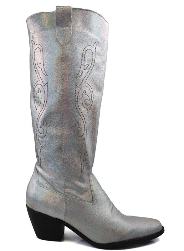 Beautiful Western Style Tall Boots – Bone – 6