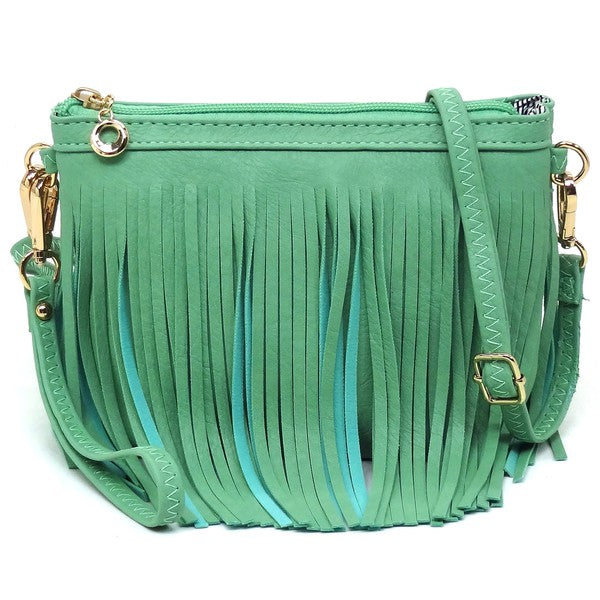 Western Fringe Clutch Cross Body Bag – Nude – One