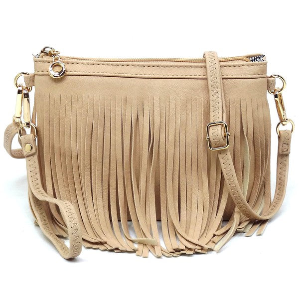 Western Fringe Clutch Cross Body Bag – Charcoal Grey – One