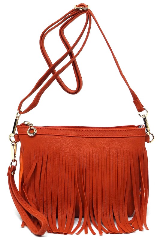 Western Fringe Clutch Cross Body Bag – Grey – One