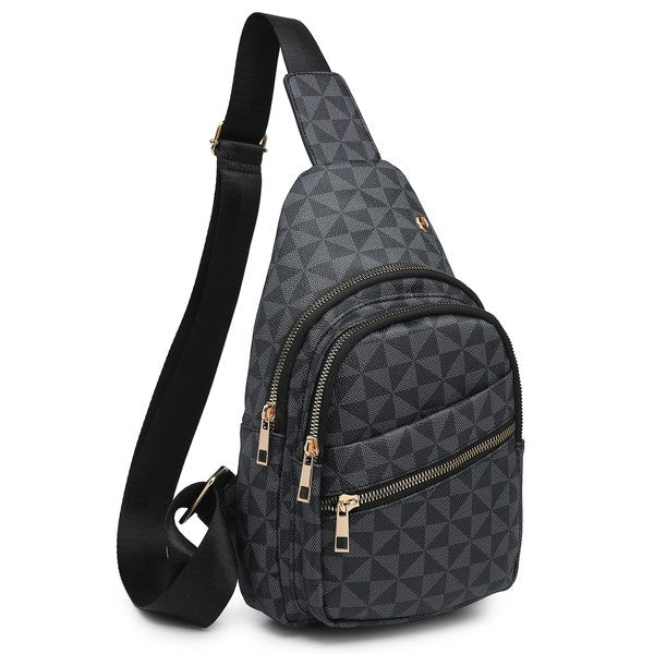 Pattern Sling Backpack – Black – One