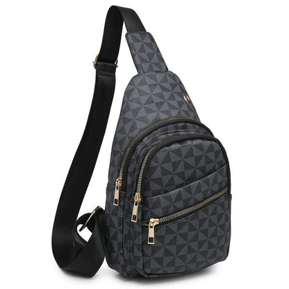Pattern Sling Backpack – Black – One