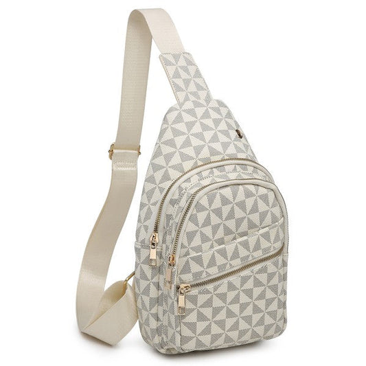Pattern Sling Backpack – Beige – One