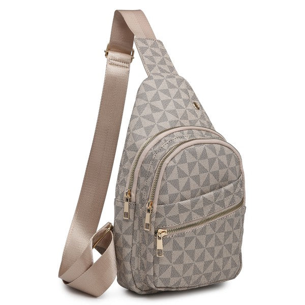 Pattern Sling Backpack – Taupe – One
