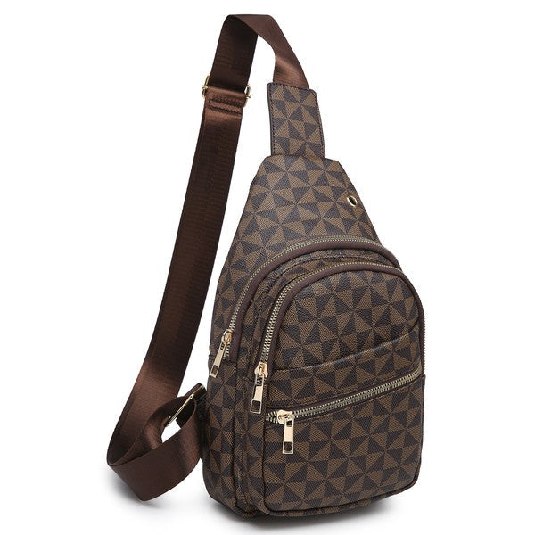 Pattern Sling Backpack – Coffee – One