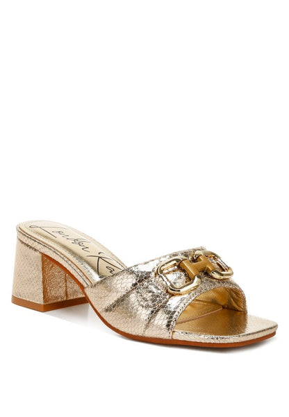 Bellamy Horsebit Detail Snake Print Sandals – Beige – US-8 / UK-6 / EU-39