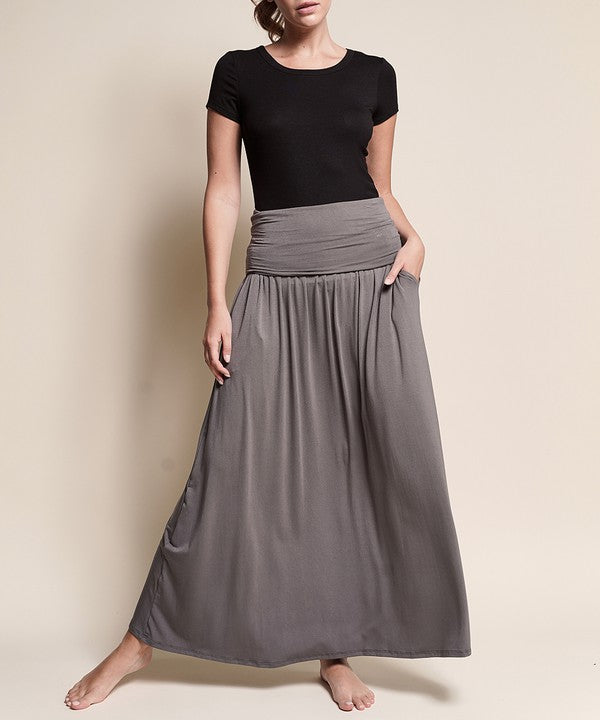 Fabina Bamboo Yoga Maxi Skirt – Dull Grey – L