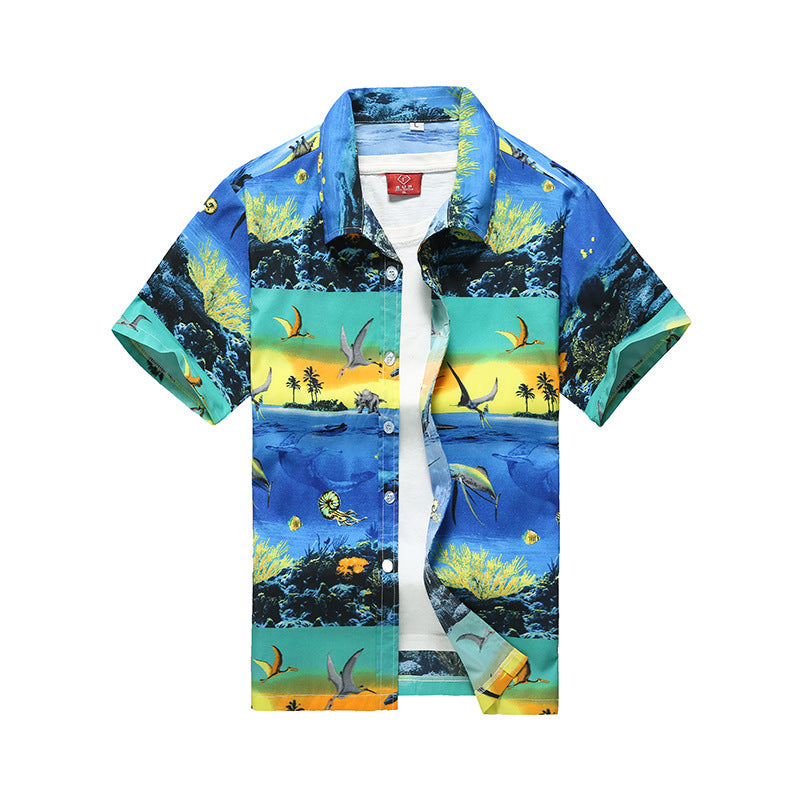 Teens Tropical Wave Hawaiian Button-Up – Resort Short Sleeve (S–4XL) - The Dock Drop