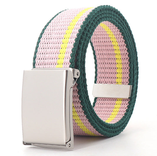 Teen Casual Canvas Belt – Adjustable, Striped Design