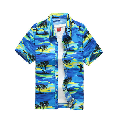 Teens Tropical Wave Hawaiian Button-Up – Resort Short Sleeve (S–4XL) - The Dock Drop