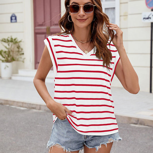 Seaside Stripes™ V-Neck Tee - The Dock Drop