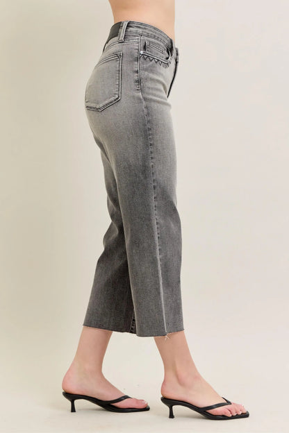 Judy Blue Full Size Wide Leg Capris Jeans Plus Size – Gray – 1/25