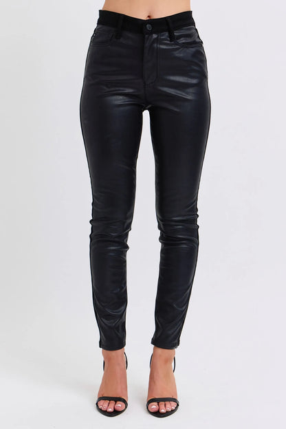 Judy Blue Plus Size HW Faux Leather Skinny Pants – Black – 14W