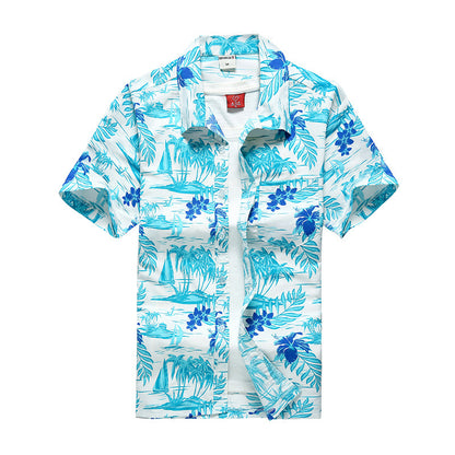 Teens Tropical Wave Hawaiian Button-Up – Resort Short Sleeve (S–4XL) - The Dock Drop