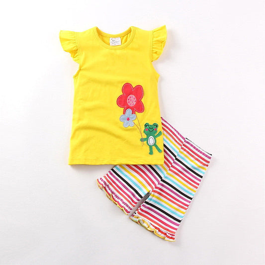 Sunshine Bloom Set – Toddler Girls’ Flutter Top & Rainbow Shorts - The Dock Drop