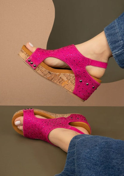 Barbara Rhinestone Covered Wedges – Black Crystal – 9