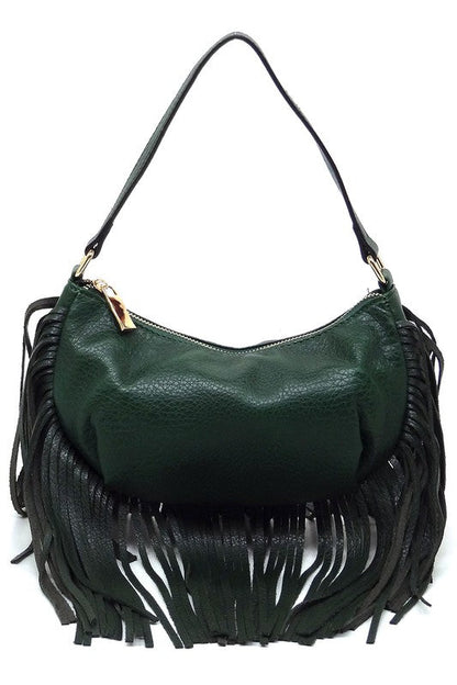 Fashion Fringe Shoulder Bag Hobo – Stone – One