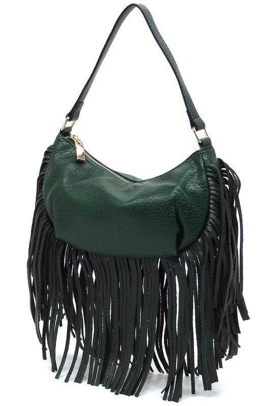 Fashion Fringe Shoulder Bag Hobo – Tan – One