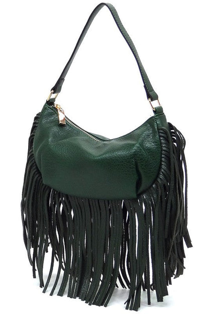 Fashion Fringe Shoulder Bag Hobo – Tan – One