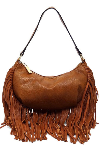 Fashion Fringe Shoulder Bag Hobo – Brown – One