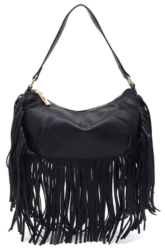Fashion Fringe Shoulder Bag Hobo – D/coral – One