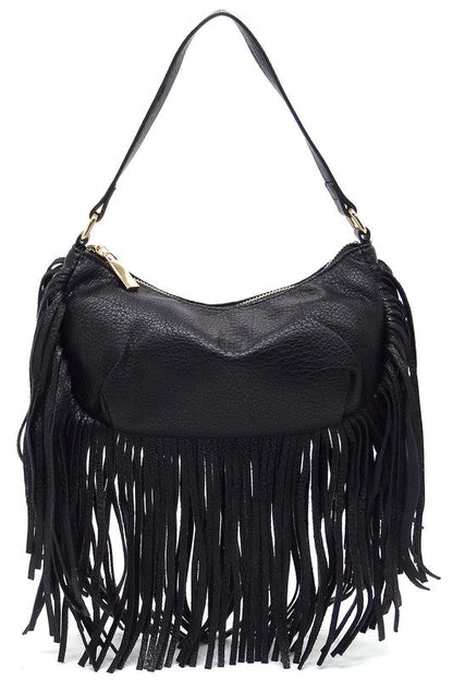 Fashion Fringe Shoulder Bag Hobo – D/coral – One
